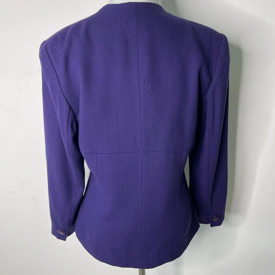 迪奥女式紫色纽扣 100% 羊毛西装外套 8 码 — 第 4/4 张图片