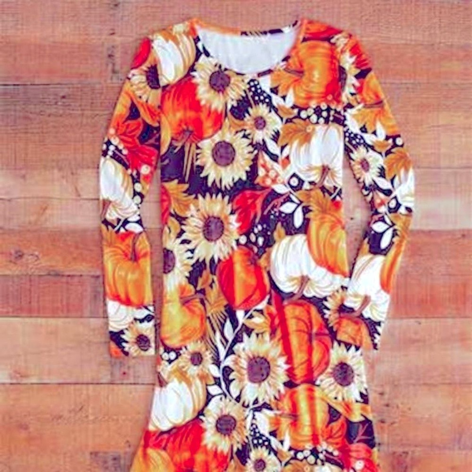 METRO-STYLE Fall Autumn Festival Scoop Neck Long Flare Sleeve Kneecap Dresses,S