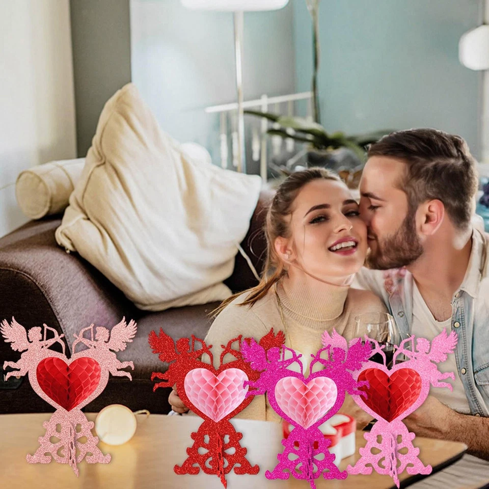 4x Centros de mesa para decoración de mesa de panal de San Valentín Foto 4 de 4