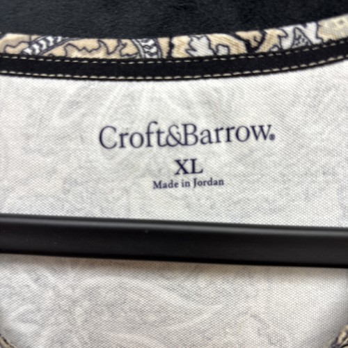 Croft Barrow Size 1X White Paisley Cotton Short Sleeve Top - Picture 2 of 3