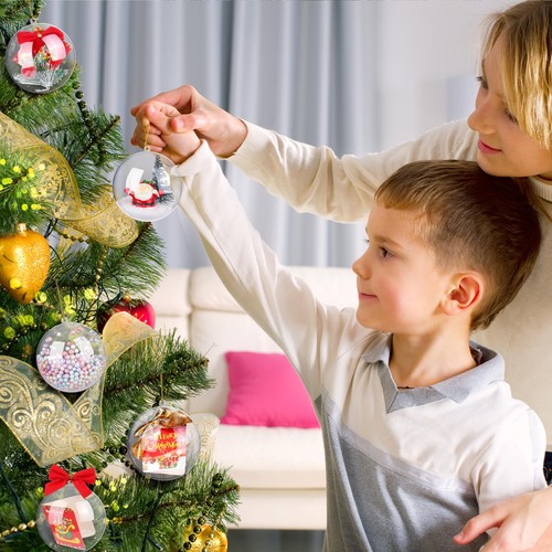 100 Pieces 3.2 inch Clear Plastic Fillable Ball Ornaments DIY Craft Transpare... - Picture 7 of 7