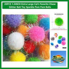 Vibrant 20PCS Cat Toy Balls - Safe 1.5 Inch Glitter Pom Poms for Indoor Play