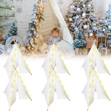 6 Packs Teepee Tent for Kids with 10ft String Lights, Indoor Play Teepee Tent...