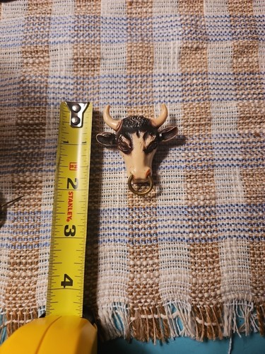 Antike Zelluloid Brosche Anstecknadel Longhorn Kuh Lenkhörner - Bild 4 von 4