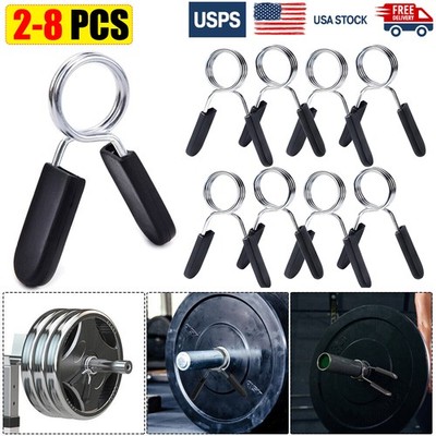 2-8pcs Spring Clip Collars for Smooth Dumbbell Handle or Standard Weightlifting