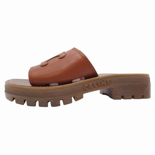 Women 4.0US Celine Small Size C Triomphe Slide Sandals Thick Sole Logo Mule Shoe - Picture 3 of 8