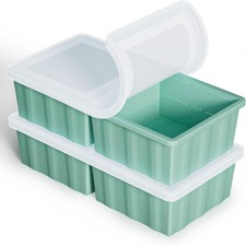 Silicone Freezer Tray Soup Ice Cubes 2-Cup Freezing Tray W/ Lid Meal Prep 2Pack