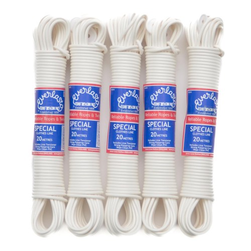 VENTA AL POR MAYOR 5 PACK 4MM BLANCO 'ESPECIAL' LÍNEA DE LAVADO DE ROPA - 10M 15M 20M 25M 30M - Imagen 1 de 1