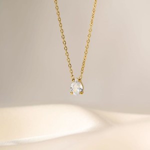 Authentic Classic Women 18K Gold Plated CZ Pendant Chain Necklace Anti-tarnish
