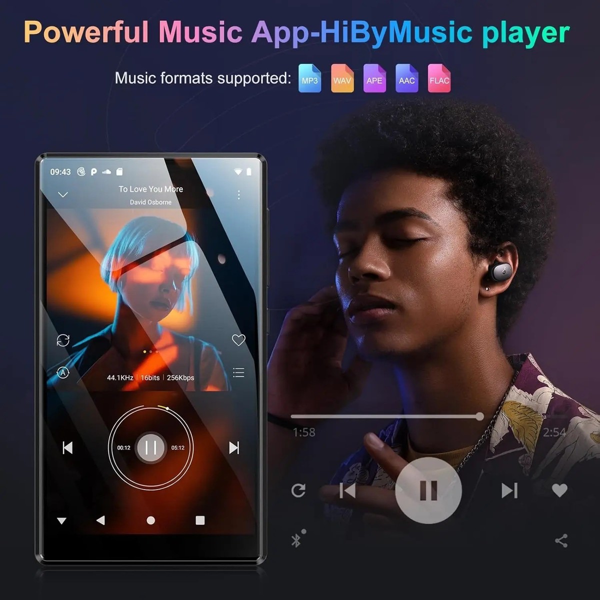 MP3プレーヤー　Oilsky M501 Pro MP3 Player with Bluetooth and WiFi, Oilsky M501 80GB (64GB+16GB