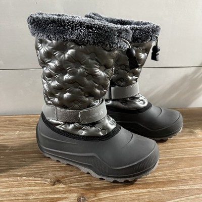 Girls Kamik Penny 3 Snow Boots Black & Silver Insulated Boots Size 6