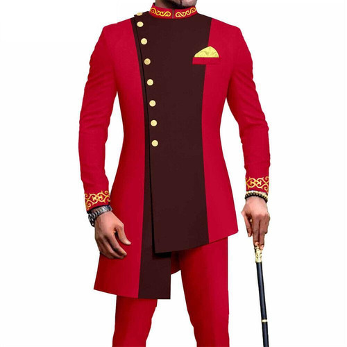 Afrikanischer Anzug für Herren Dashiki Mäntel und Ankara Hose 2-teiliges Set Hochzeit Outfits - Bild 9 von 29