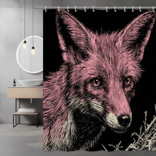 Pink Fox Shower Curtain Animal Graphic Print