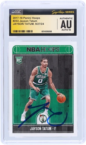Jayson Tatum Celtics Signed 2017-18 Panini Hoops #253 CGC Auto 10 Rookie Card