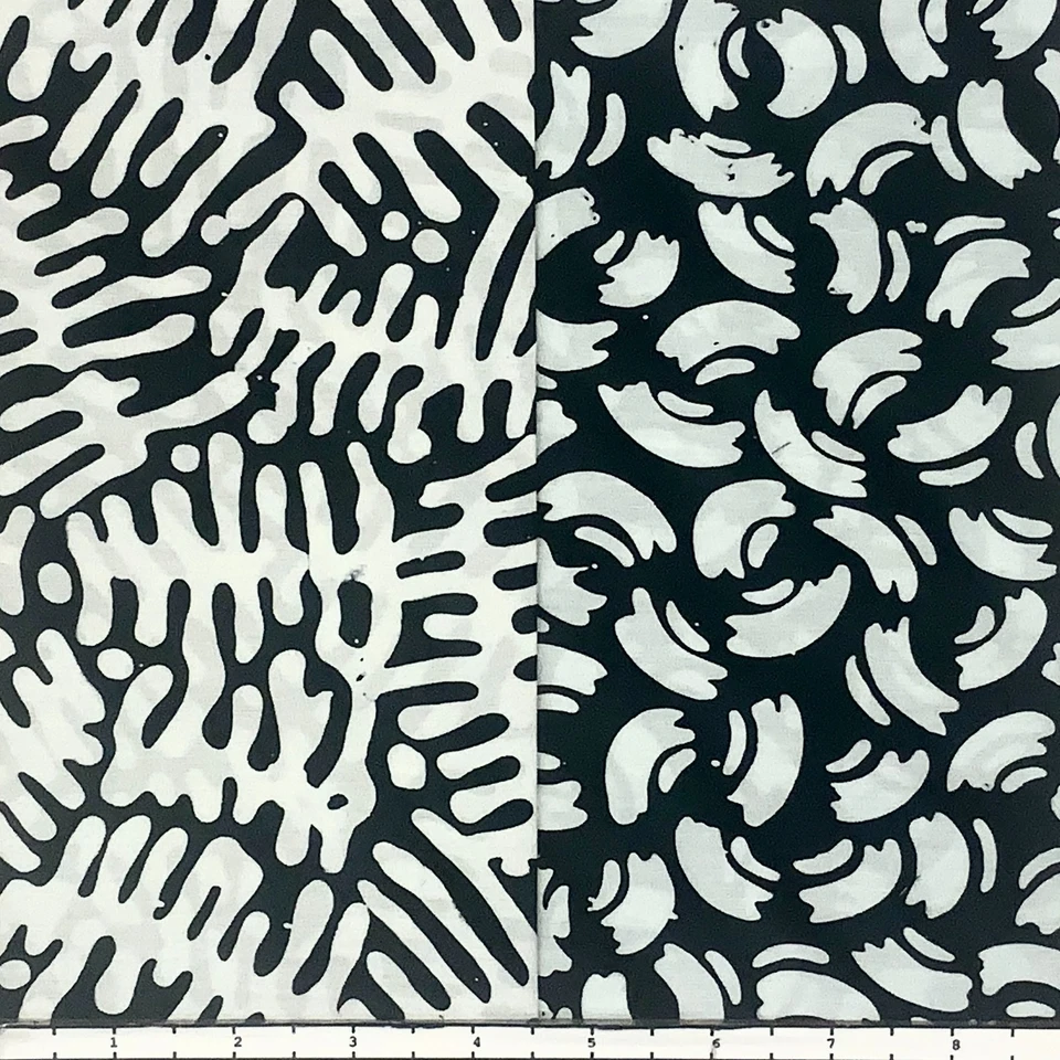 8 脂肪 25 美分黑白有机蜡染 Lunn 面料 FQ 包 100% 棉 — 第 2/4 张图片