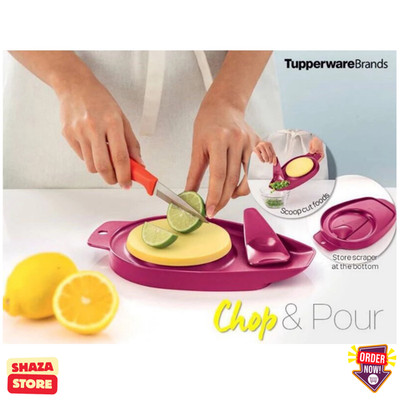 New Tupperware  Cutting Board Chop & Pour With Spatula Pink Colour