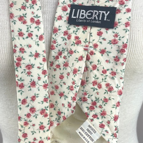 Vintage LIBERTY OF LONDON Lot Mens Ties 4 Floral Cotton Menswear Dandy 70s 80s - Picture 8 of 10