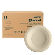 BOSNAL 16 oz Compostable Bowls – Bulk Box of 500 Pcs (20 Sets of 25)