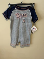 New With Tags Detroit Tigers 24 Month One Piece Gray Play Romper. 