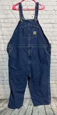 Vtg Carhartt Overalls 52x30 R07DST Denim Bib Stonewash Workwear Made In USA Y2K