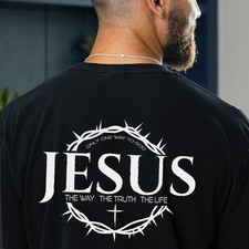 JESUS THE WAY THE TRUTH THE LIFE T SHIRT CROWN OF THORNS GOD CHRISTIAN T SHIRT