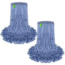 1.25 In. Loop End String Mop Blended Mop Head Replacement Refill 20 Oz. Blue (2-