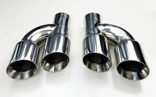 Stainless Quad 4 Out 3 Inlet Dual Wall Offset Slant Staggered Exhaust Tips