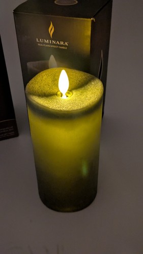 Luminara "Chalky Stone Grey" Real Flame-Effect Candle Set Of 2 (3"x6.5") - Picture 8 of 12