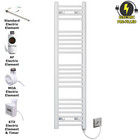 1200 mm High White Electric Heated Towel Radiator Pre-Filled Bathroom Warmer