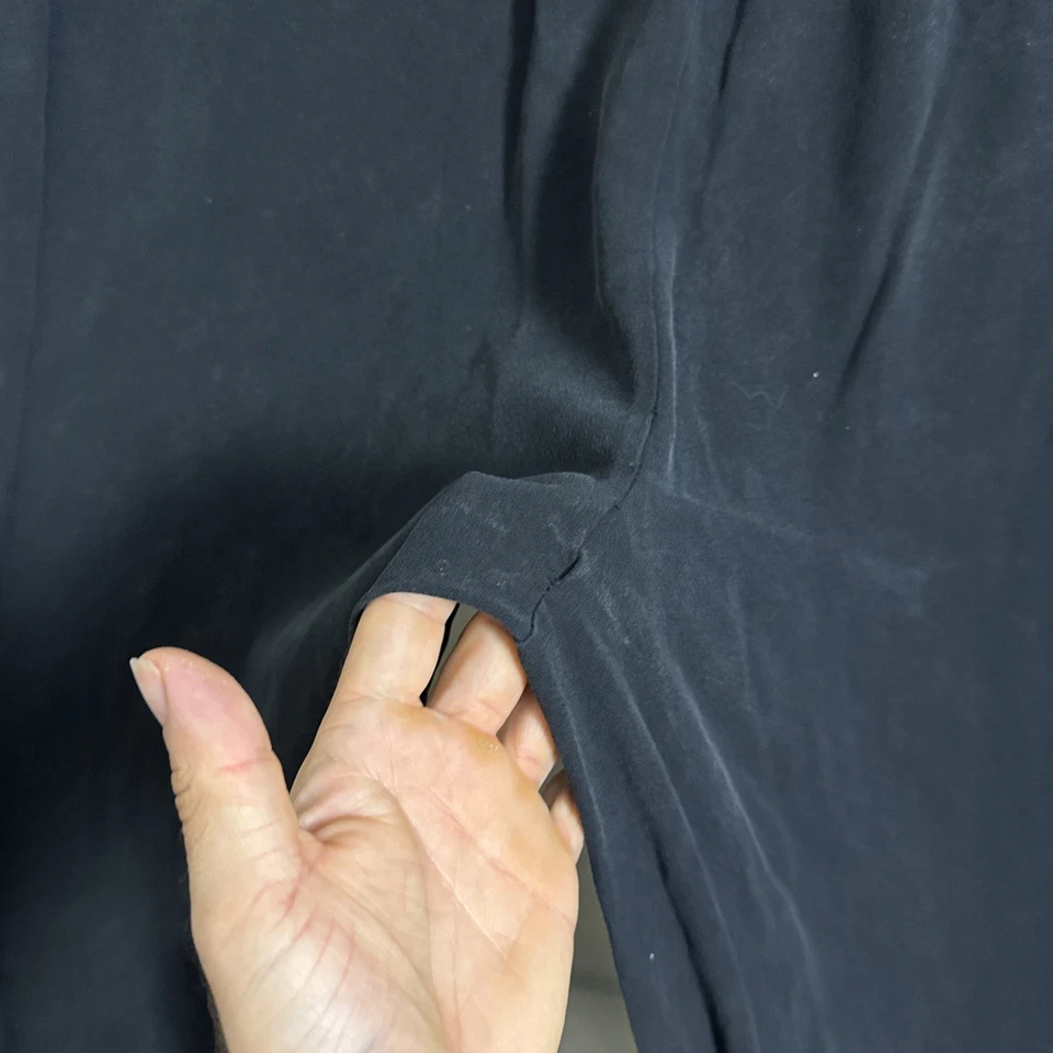 Pantalones fluidos para mujer Eileen Fisher talla XL negros 100 % seda pierna ancha Foto 4 de 4