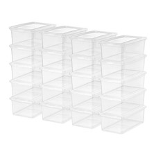5 Qt. Plastic Storage Bins with Lids Clear Stackable Totes Containers Box 20Pk