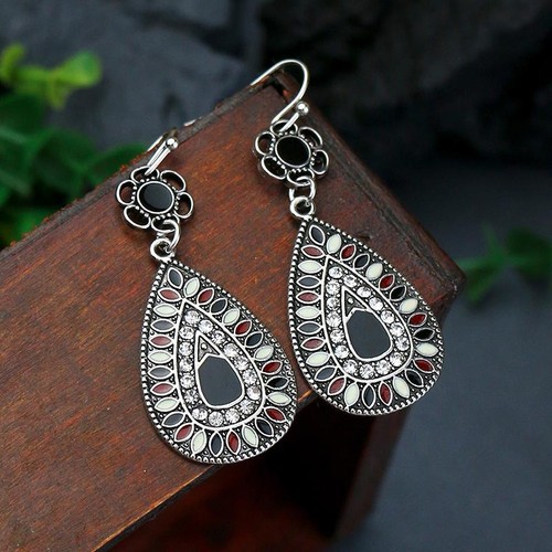 Boho bunte Emaille Blume Ohrringe für Damen, Retro Vintage Baumeln Schmuck - Bild 39 von 50