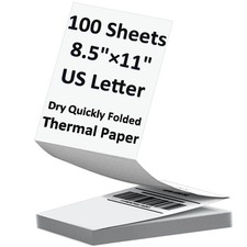100 Sheets US Letter Size Thermal Paper, 8.5 x 11 Inch Thermal Printer Paper ...