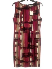 Calvin Klein Sheath Dress Geometric Print Sleeveless Career Women's Size 8
