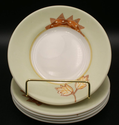 Corelle Luxe Mehndi Dessert Plates 6.5'' Set Of 5 Light Green & Brown