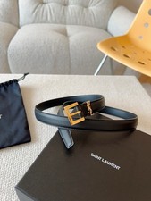 Ysl belt women authentic width 2.0cm/0.79inch Leather Black