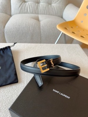 Ysl belt women authentic width 2.0cm/0.79inch Leather Black
