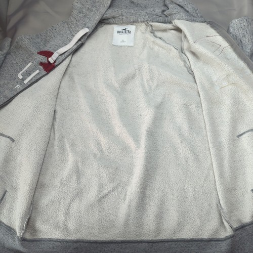 Felpa Hollister full zip con cappuccio uomo L grigia logo scritto surf spiaggia Y2K vintage - Foto 9 di 9