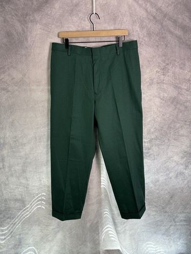 Men's O'Connell's Plain Front Green Cotton Gabardine Trousers Pants-36R