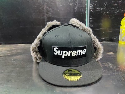 SUPREME x NEW ERA Ear Flap Faux FUR TRAPPER Hat Black FW19 7 3/8