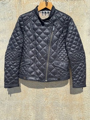 Burberry Jacke Brit Gänsedaunen Damen Schwarz Gesteppt Nova Puffer Mantel...