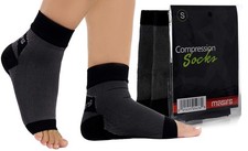 Ankle Compression Socks - A Toeless foot Sleeve, Splint for Women Small, Grey