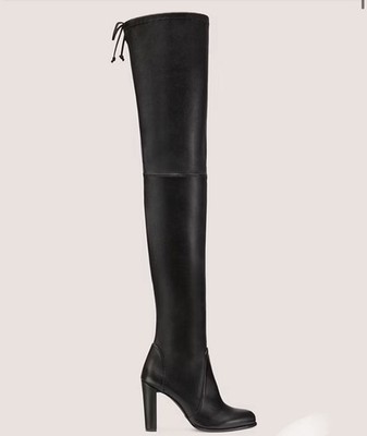Stuart Weitzman Highland Over the Knee OTK Leather Boots Black 7 Heels