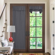 Blackout French Door Curtain, Farmhouse Privacy Thermal Insulated Window Curt...