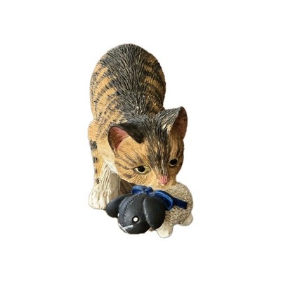 Cat and Lamb Plushie Mini Resin Figurine Vintage 1990