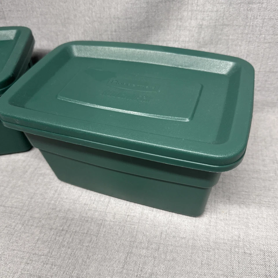 2 - Vintage Rubbermaid Roughneck 1 Gallon Small Storage Totes #0475 Green - Image 2 of 4