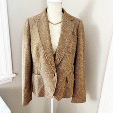 Talbots Brown Tweed Blazer Jacket Single Button Size 16