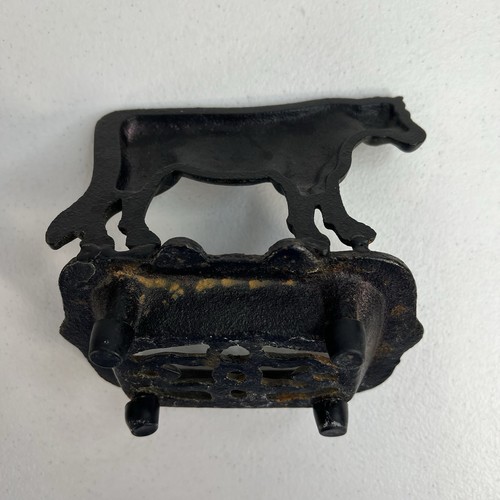 Vintage Cow Cast Iron Footed Soap Dish Rustic Farmhouse Decor Heavyweight - 第 6/7 張圖片