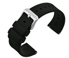 ANNEFIT 20mm Silicone Watch Band Quick Release Soft Rubber Strap Silver Buckle