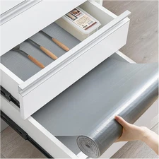 Drawer and Shelf Liner, Non-Slip Kitchen Cabinet 17.5"W x 354"L, Pure Gray